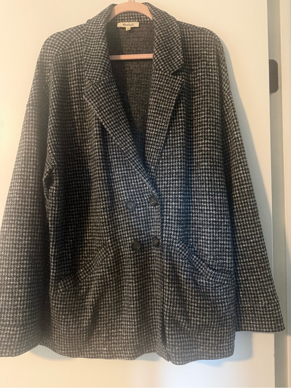 Madewell Houndstooth Blazer | Black & White | Size XL
